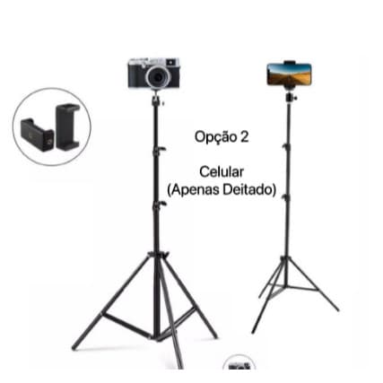 Tripé Grande 2,1m Encaixe 1/4 + Suporte Celular E Camera