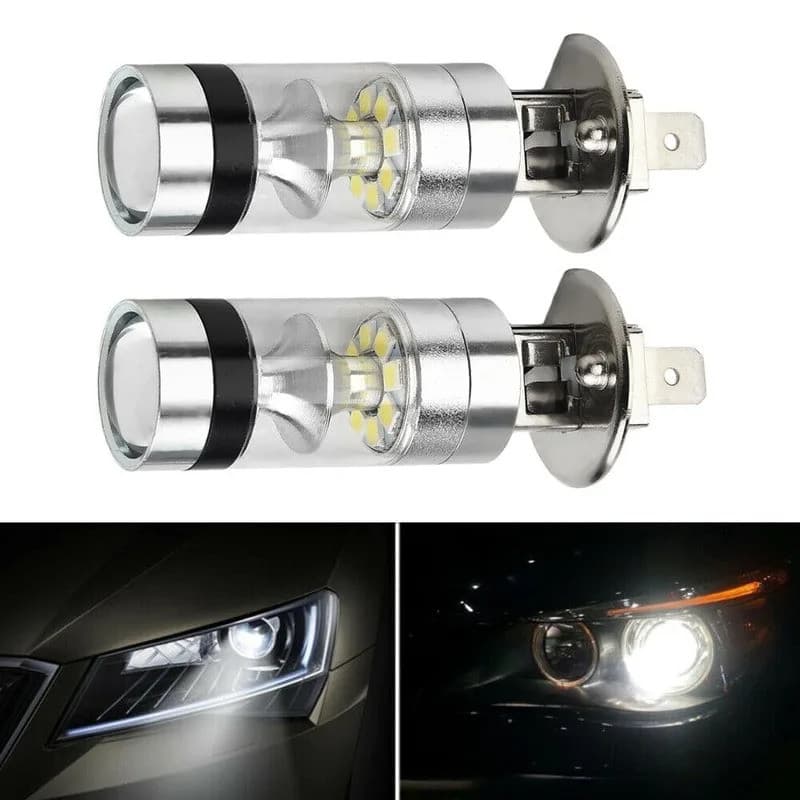 2x Conjunto de Lâmpadas LED Brancas H1 6000K 100W 20-SMD para Projetor, Nevoeiro, Luz de Condução DRL