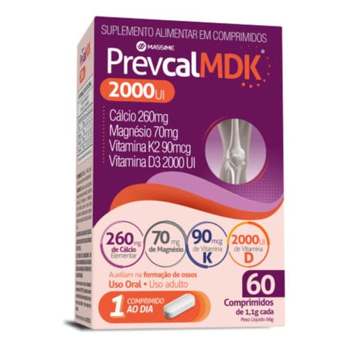 Prevcal Mdk 2.000ui 60cpr - Vitaminas D K Magnésio Calcio