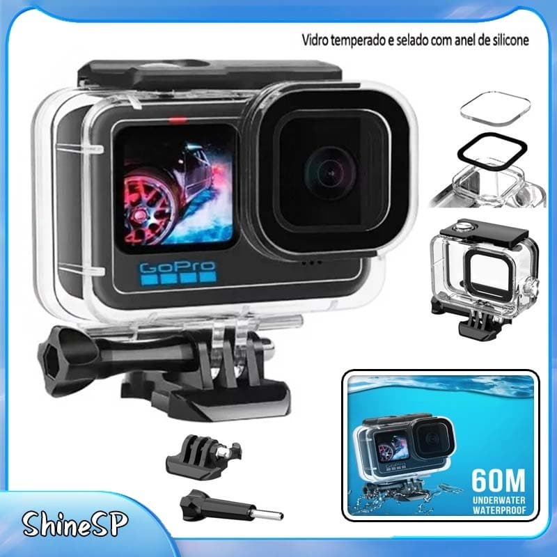 Kit P Gopro Hero 9 10 11 12 13 Black Case Estanque Película Capa Silicon/Caixa Estanque Protetora Capa P