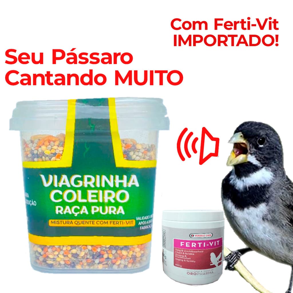 Viagrinha Ração Coleiro Tiziu Fert Vit importado Raça Pura 120g
