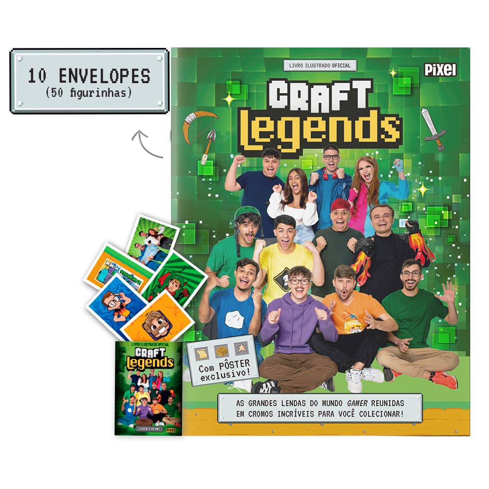 Álbum Oficial Craft Legends + 10 envelopes de figurinhas