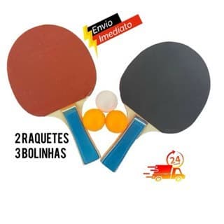 Kit Raquete De Ping Pong Madeira Portátil Bastão De Tênis De Mesa Esportivo + 3 Bolinhas