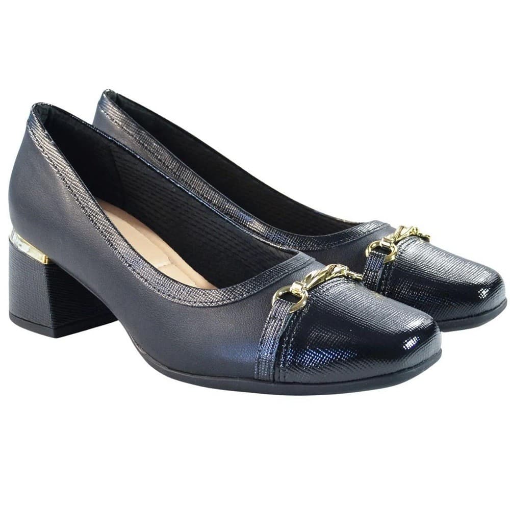 Sapato Fem Piccadilly Max Salto Médio Preto 748015-2