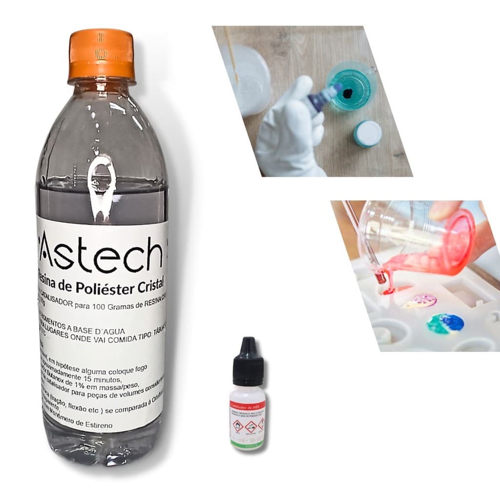 Resina Cristal Transparente para Artesanatos 500g + 1 Catalisador