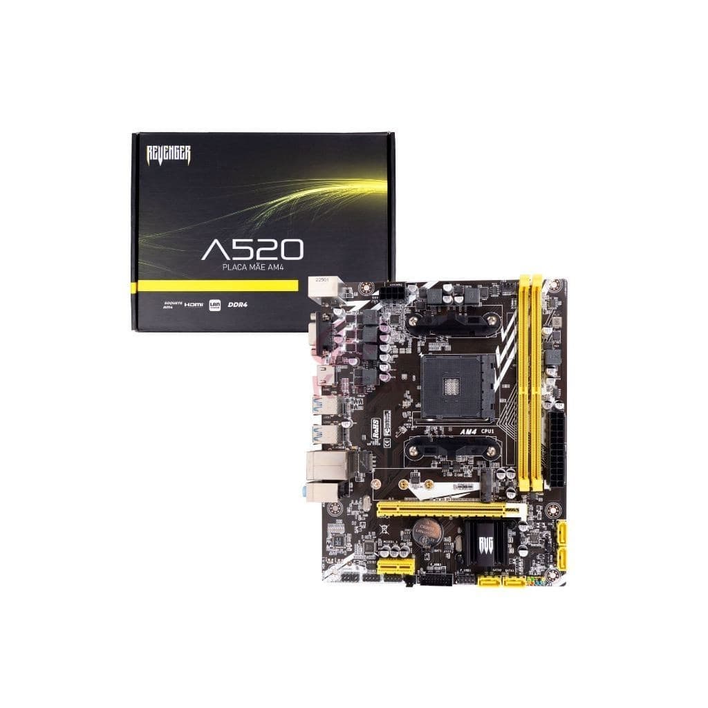 Placa Mãe Ryzen A520 Am4 Amd Hdmi Ddr4 16gb 6 Gb Usb 3.0