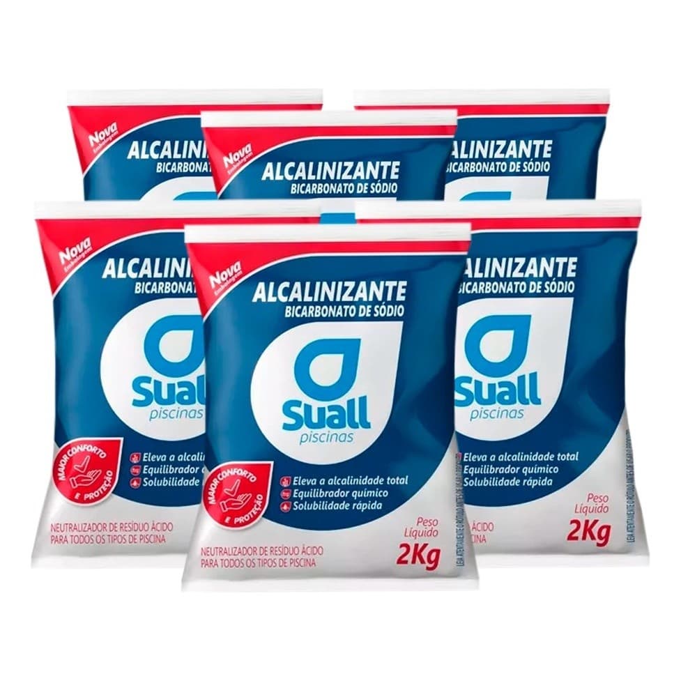 Kit 06 Alcalinizante Elevador Alcalinidade Piscina Suall 2kg