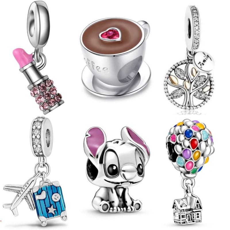 Berloques de Prata 925 Charms Balões Aviões Café Charme Clássicos Acessórios