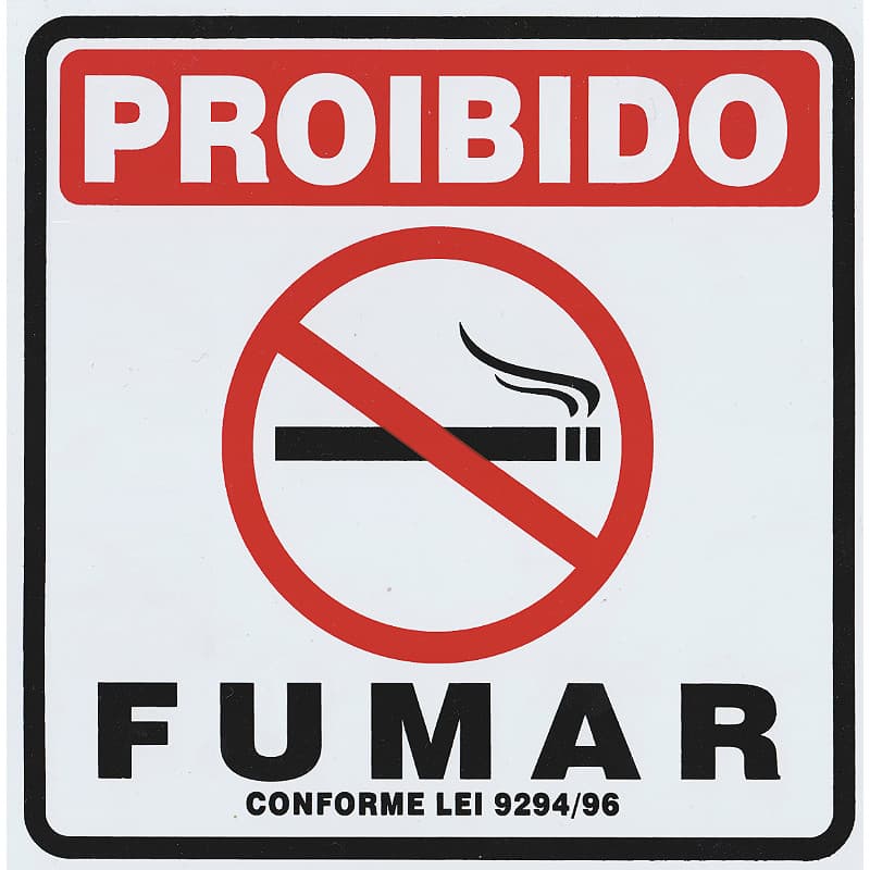 Placa de Sinalização de Emergência - Proibido Fumar