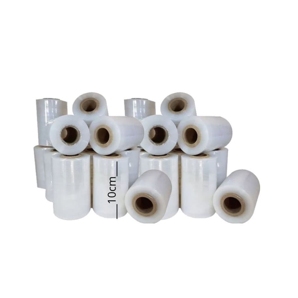kit 10 rolos filme stretch Profissional 100mm Para Proteção e embalagens