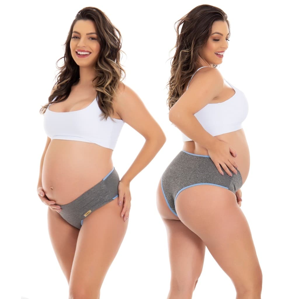 Kit 3 Calcinha Gestante Modeladora Cós Alto Feminina Microfibra Compressão