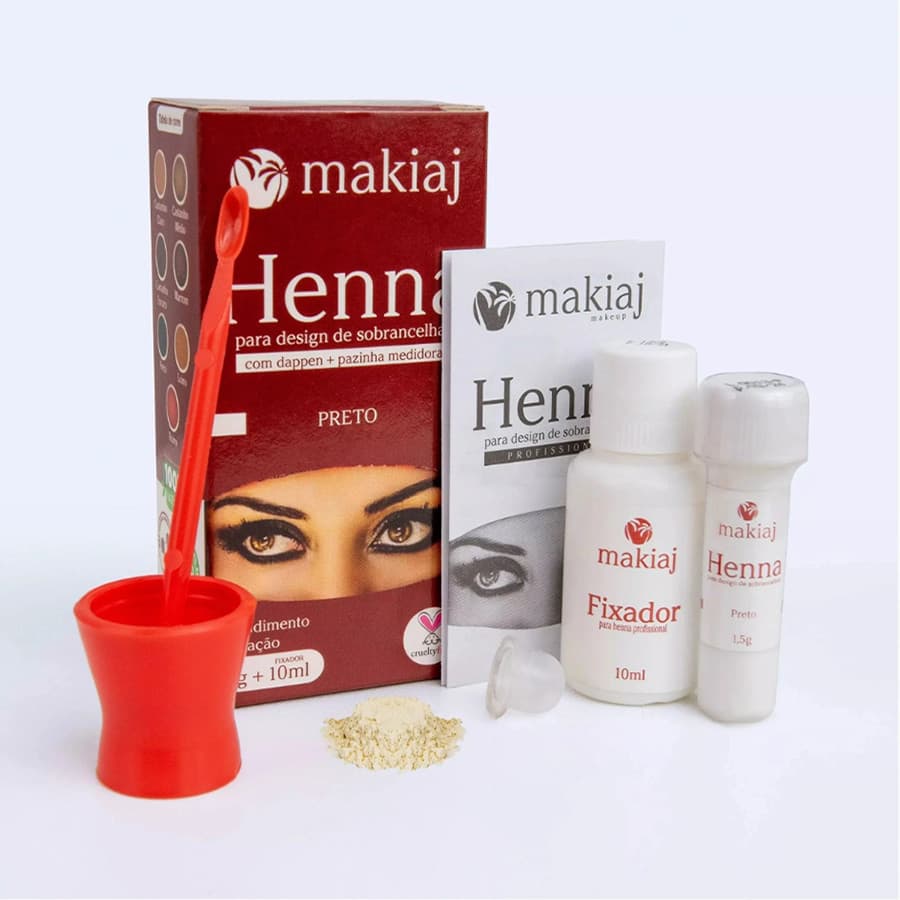 MAKIAJ HENNA PARA SOBRANCELHAS A MELHOR DO MERCADO 1,5g+10 ml