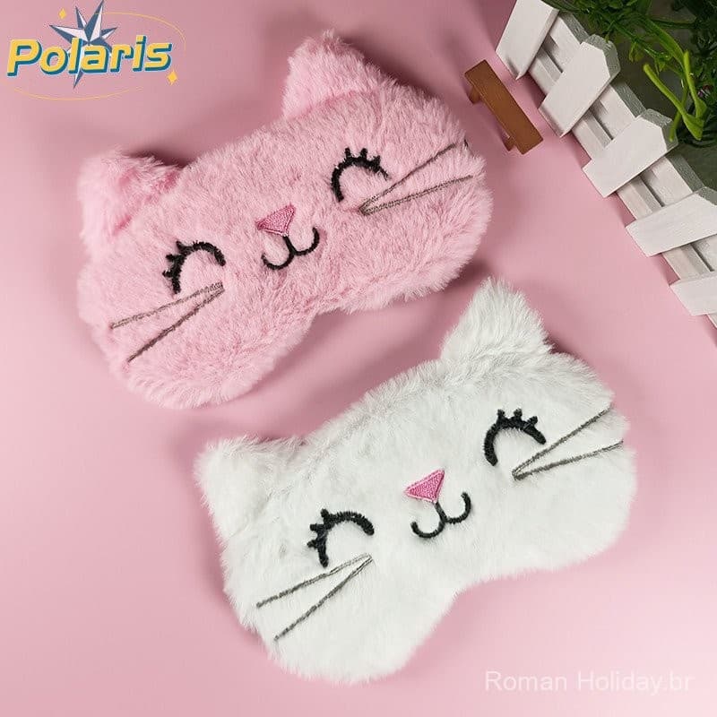 Máscara para os Olhos de Pelúcia Fofa de Sono Feminina 3D e Viagem