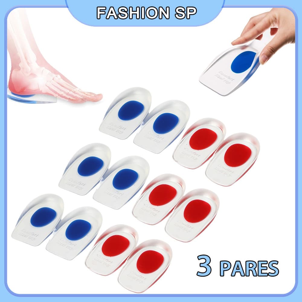 Kit 3 Pares Calcanheira De Silicone Gel Ortopédica Esporão Dor