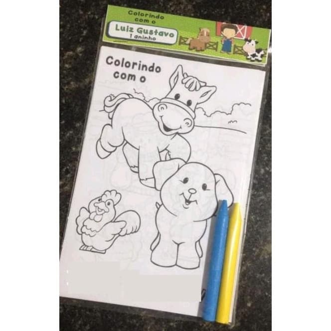10 Kit Colorir para Festa Infantil com Giz de cera - Escolha o Tema.