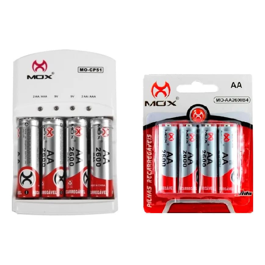 Carregador De Pilhas + 8 Pilhas Aa 2600 mah Recarregáveis Controle Xbox Microfone