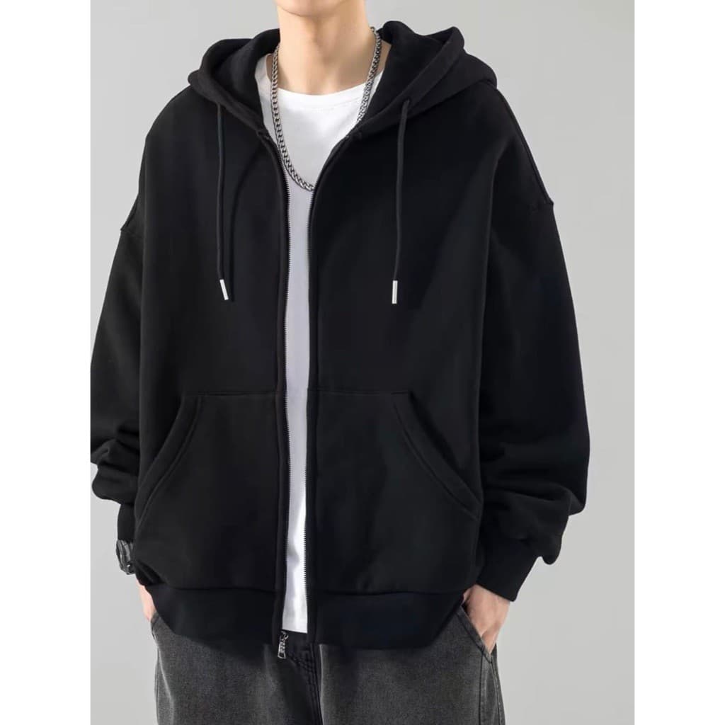 Moletom Blusa Aberto Com Ziper e Capuz  de Frio INVERNO LISO