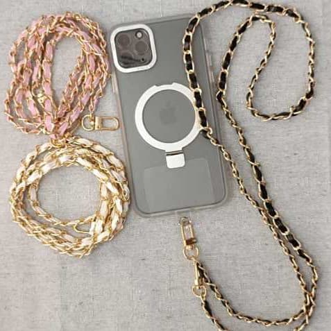 Cordão Criativo com cartão transparente Para Celular Detalhes Em Couro Anti-perda  65 cm & 15 cm ️