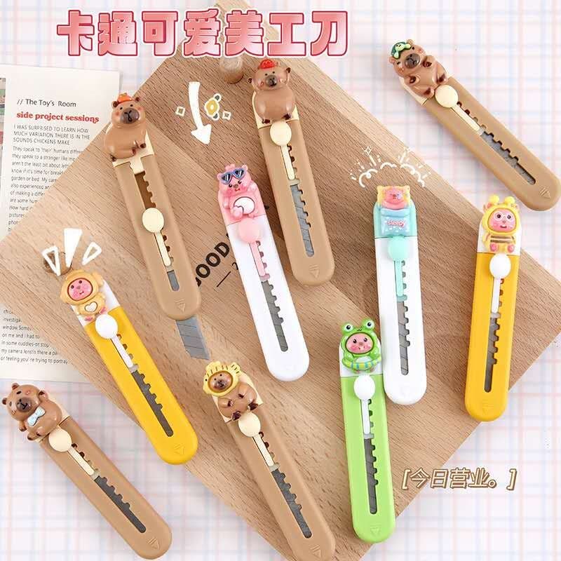 Mini Estilete Decorado Cortador De Papel Papelão Papelaria com lâmina retrátil Papelaria Fofa