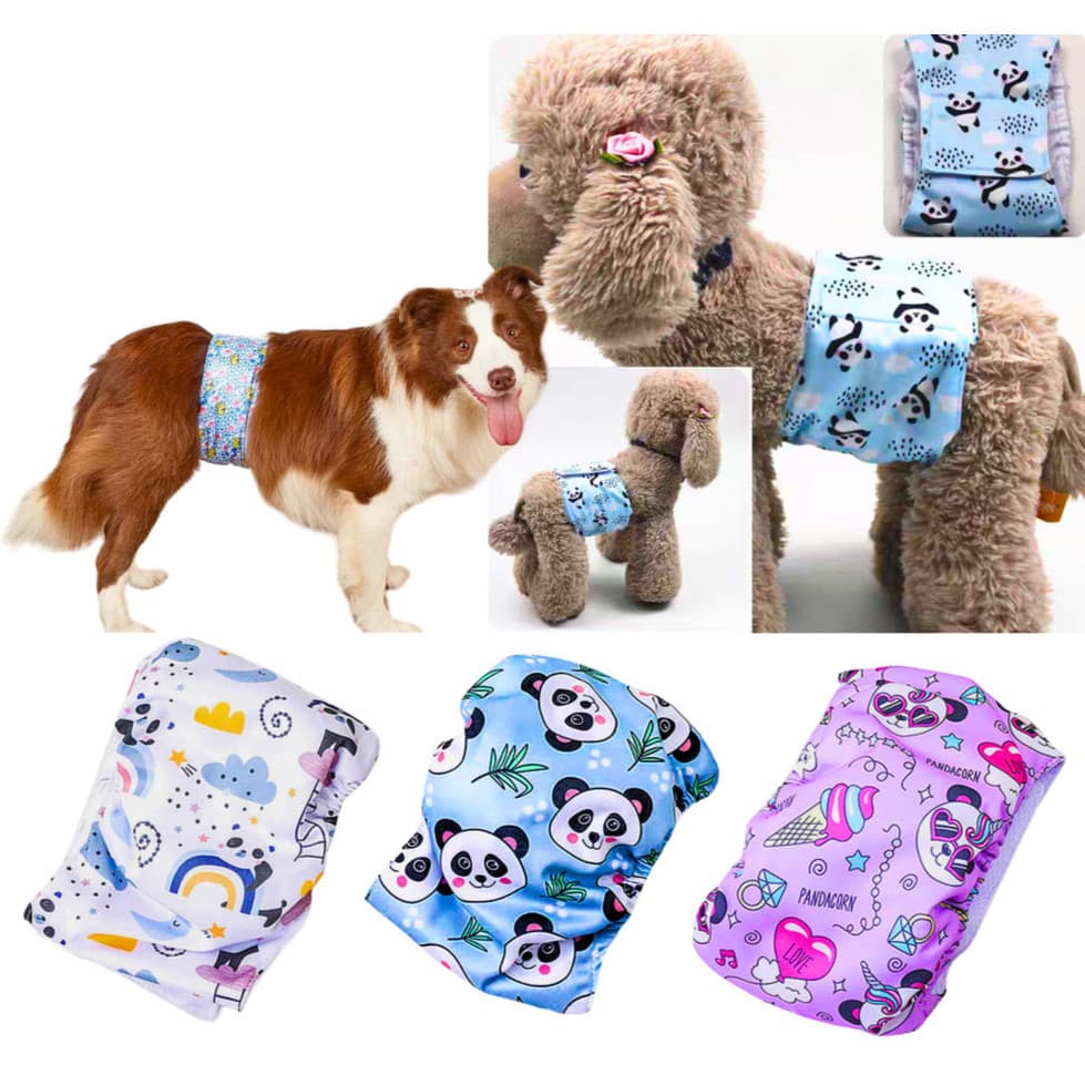 Impressão Calça Fisiológica Macho Cachorro À Prova D'água Calção Respirável Íntima Lavável Fralda