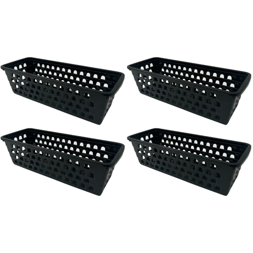 Kit 4 Cestos Organizador Multiuso Retangular Comprido Premium Armário 28x10x8