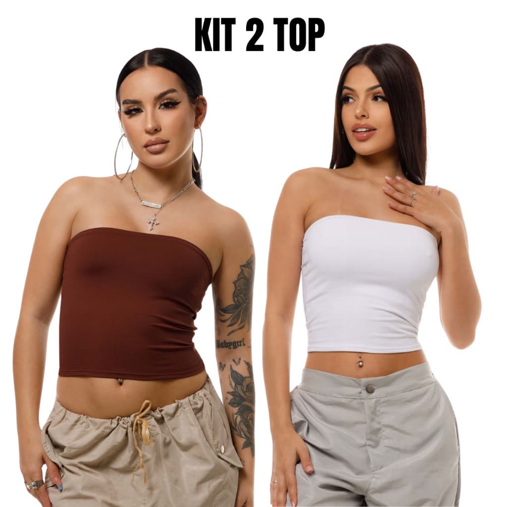 Kit 2 Tube Top Feminino Blusa Tomara Que Caia Suplex Forro Duplo