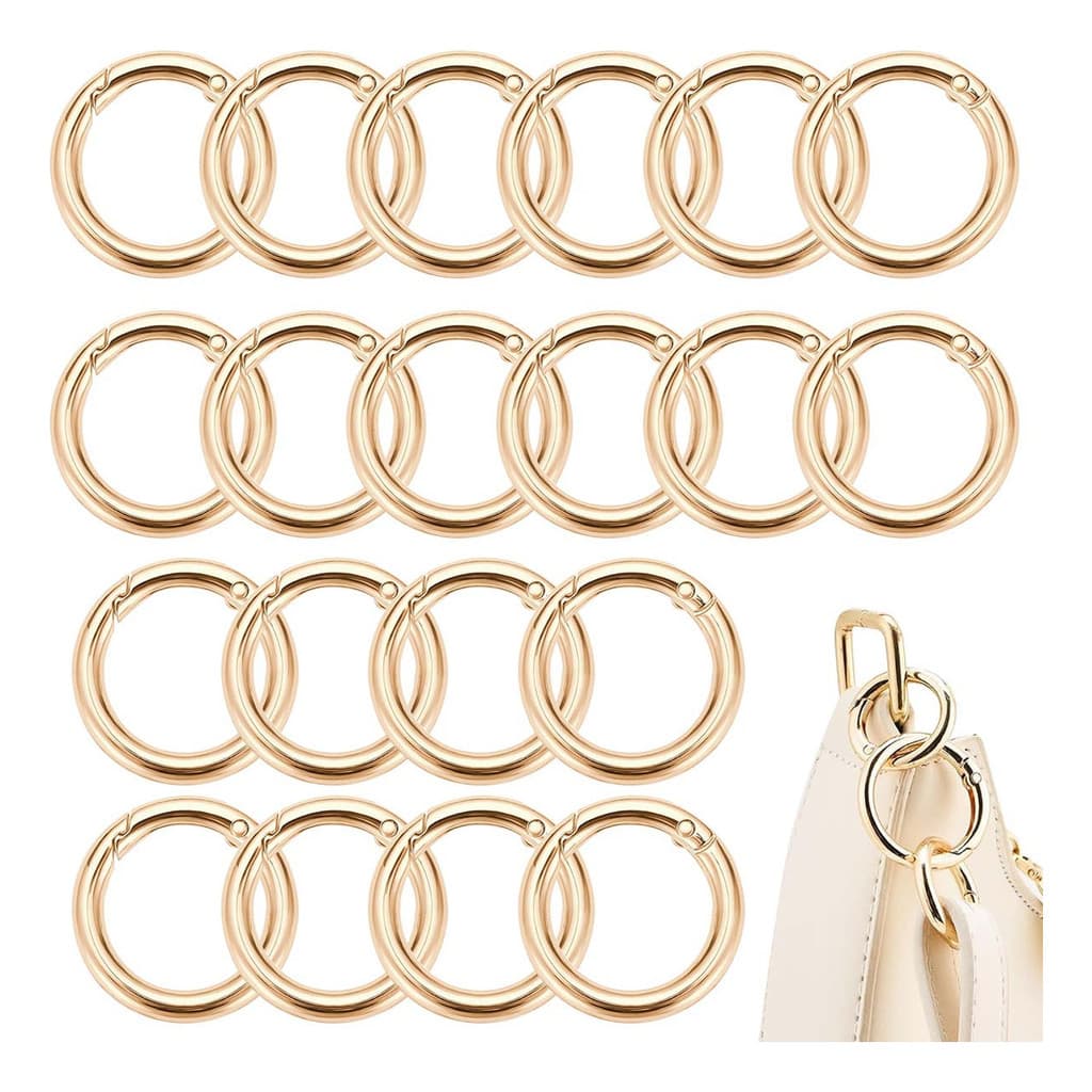 Kit 20 Argola Articulada Mosquetão 4cm Ext. Dourada / Prata