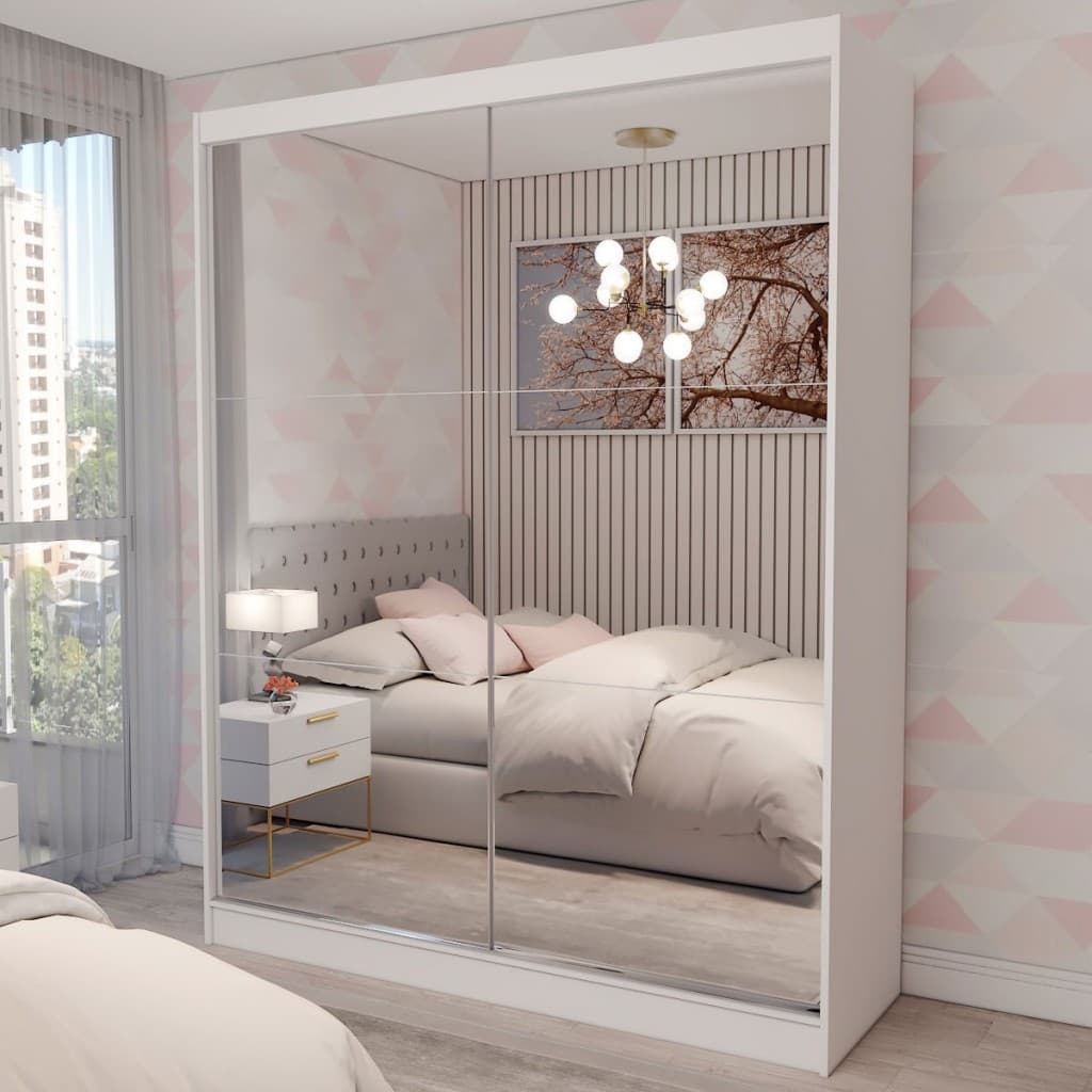 Guarda-Roupa Solteiro Swift 2 Portas 2 Gavetas Espelhado