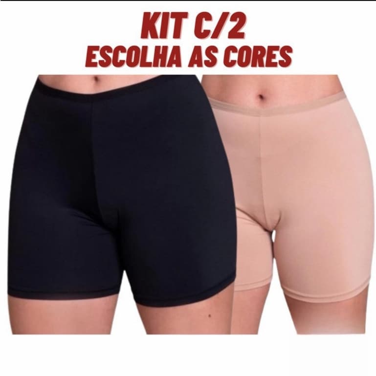 Kit 2 Short Anágua Liso Segunda Pele Feminino