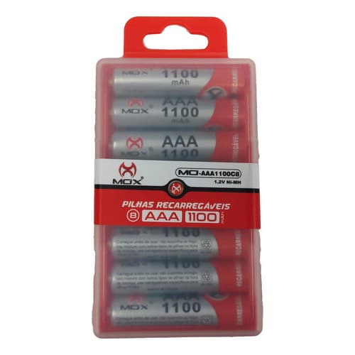 Case C/ 8 Pilhas Aaa 1100mah Pilha Mox Recarregável 1.2v