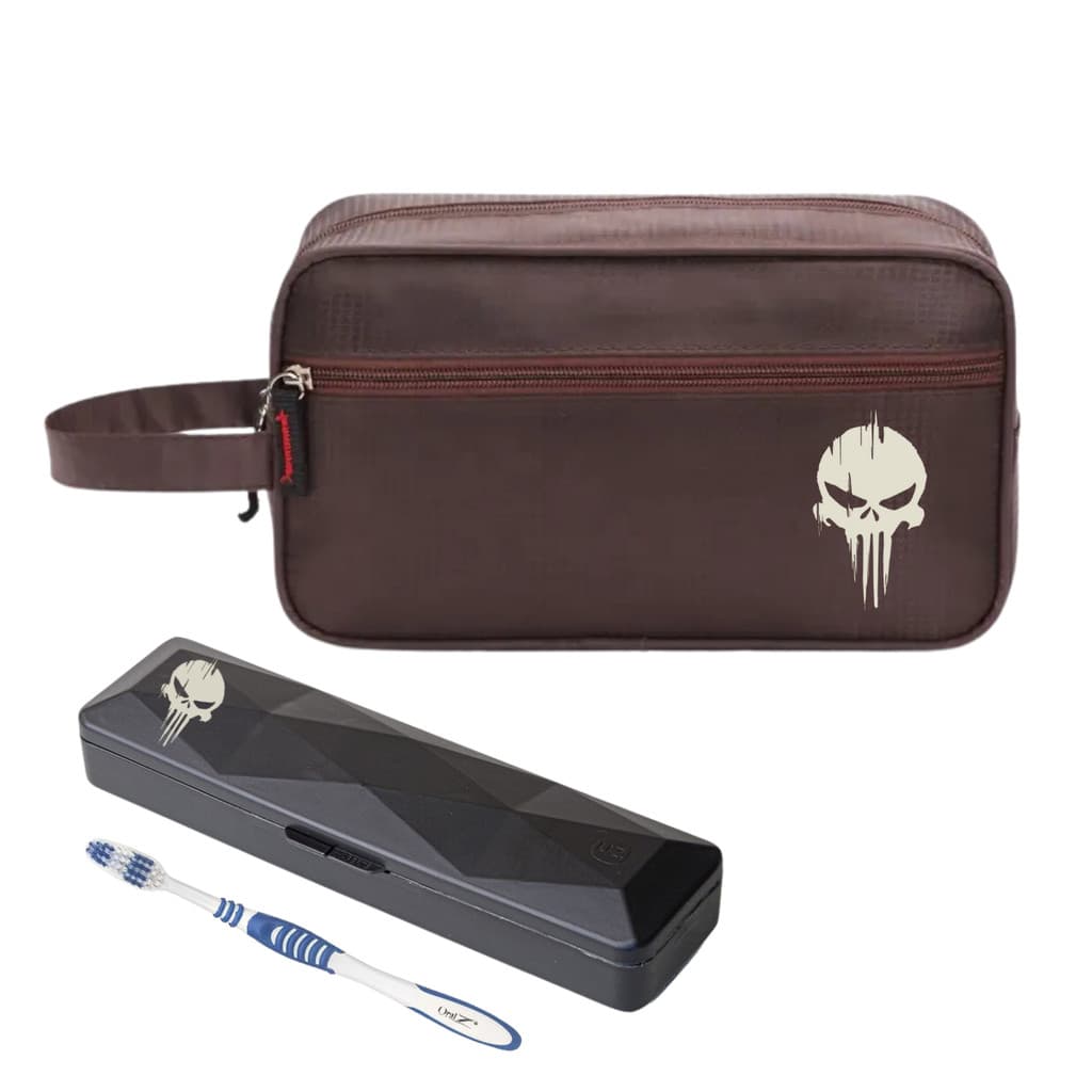 Nécessaire Impermeável Executiva Nylon Caveira  Porta Escova