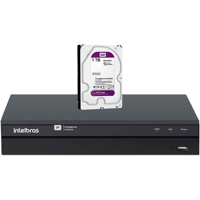 Gravador De Vídeo Ip Nvr 16 Canais 4k Invd 1016 Intelbras 1tb Purple