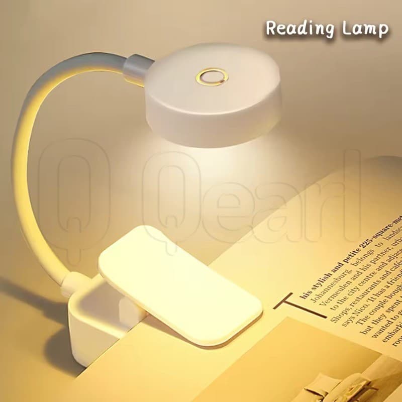 Luz LED Portátil Para Livro Com Clipe-Mini Lâmpada De Mesa Ajustável-Proteção Os Olhos 3 Cores-Noturna Recarregável USB 