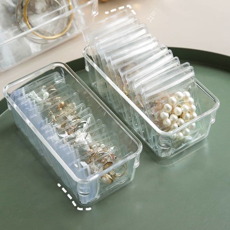 50 Pcs Saco De Jóias Transparente Anti Oxidação Brincos Colar Manual Saco De Armazenamento Portátil