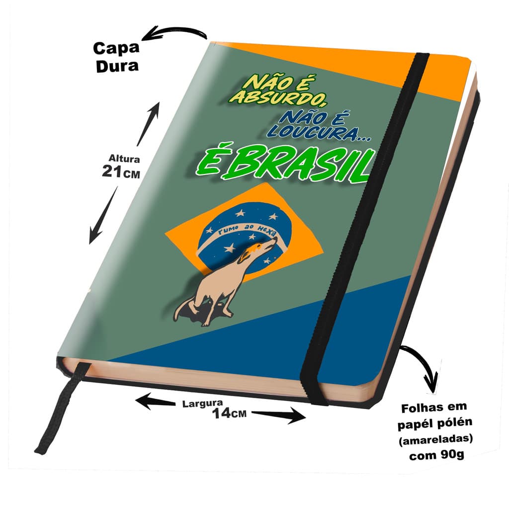 Caderno Sketckbook ou anotações BRASIL capa dura 160 páginas