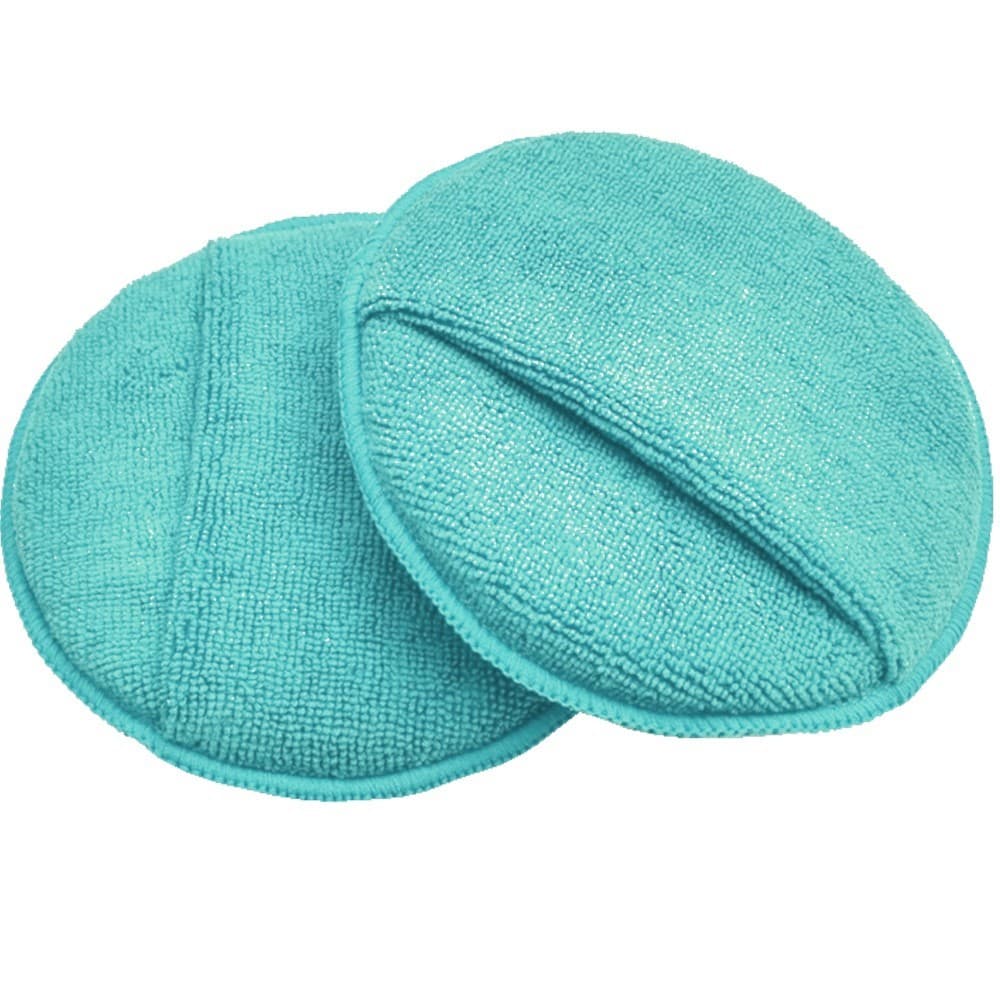 Aplicador de Microfibra Redondo com Bolso Azul Claro 12x12cm Karbox