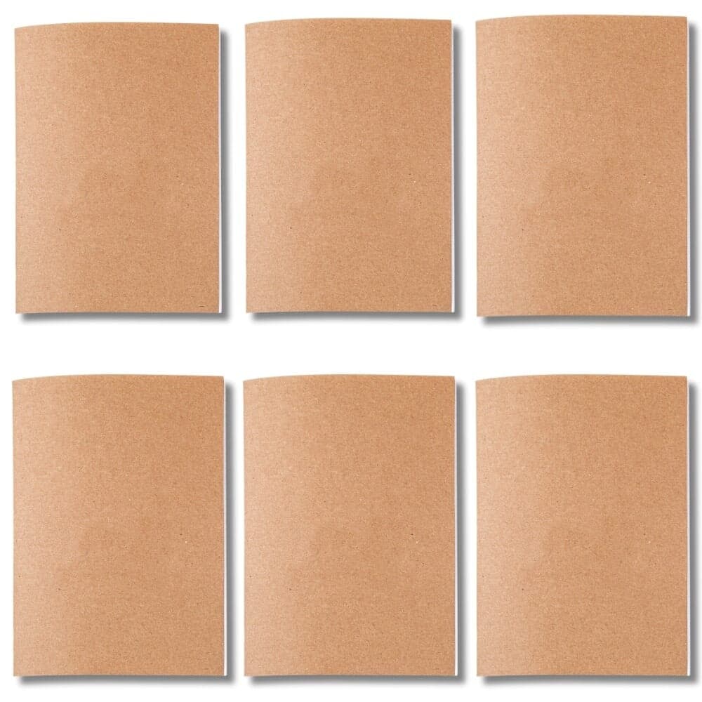 Kit 6x Cadernetas Kraft Sem Pauta Capa Flexível 40 Páginas Pólen A5