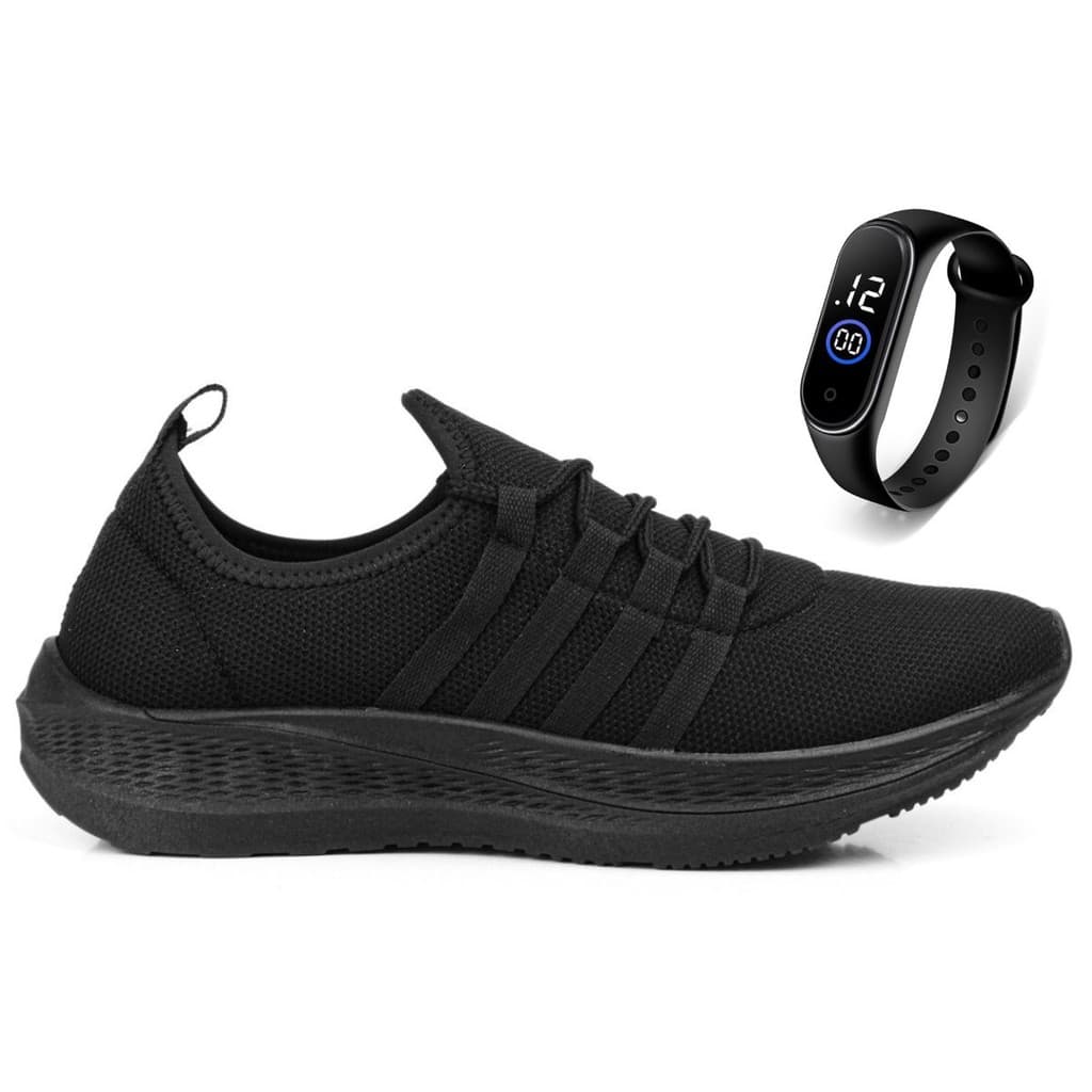 Tênis Academia Esportivo Masculino Corrida Caminhada Confortável Envio Imediato + Relógio