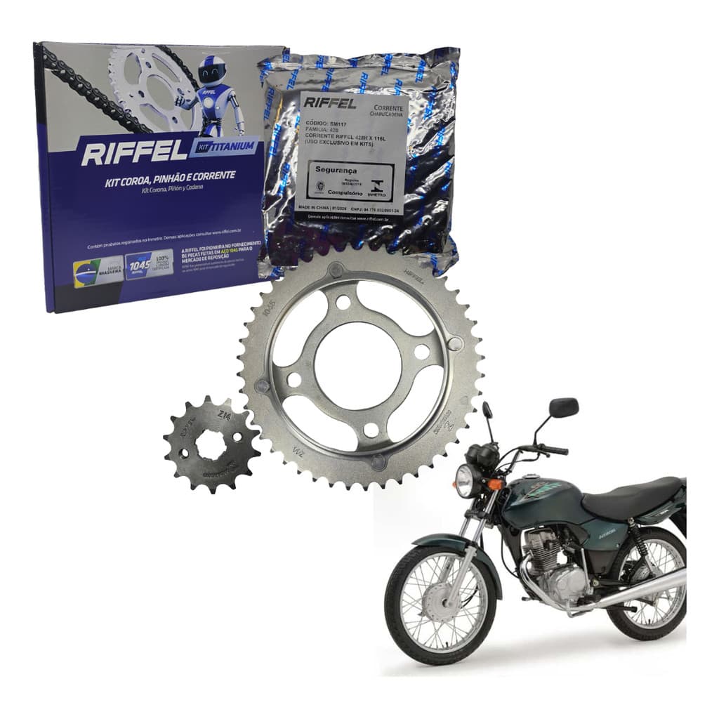 Kit Relação Transmissão Cg Fan Titan 125 2000 A 2008 Riffel