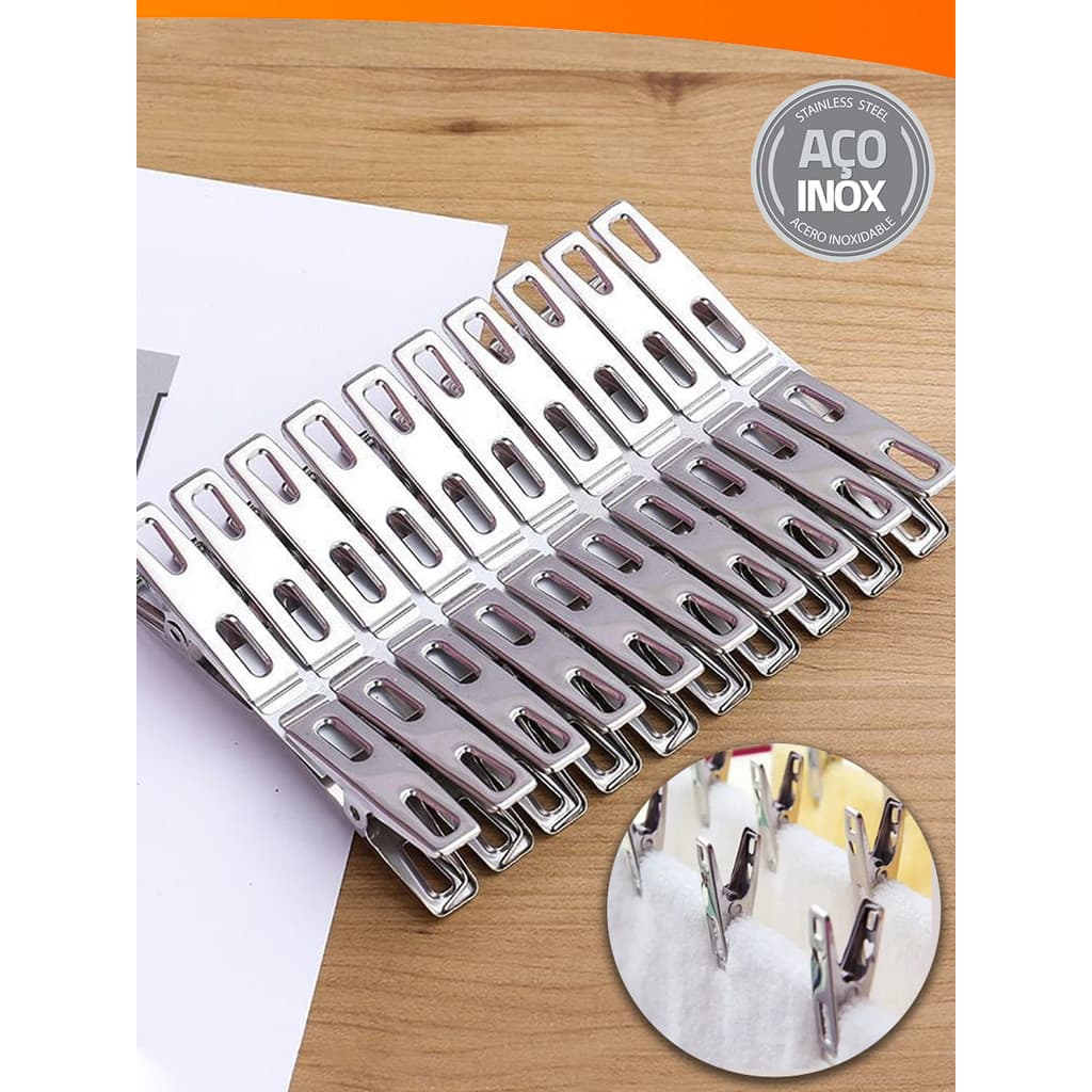 Kit 10 a 50 Grampos Prendedores De Roupa 100% Aço Inox Super Resistentes Kolling Sell