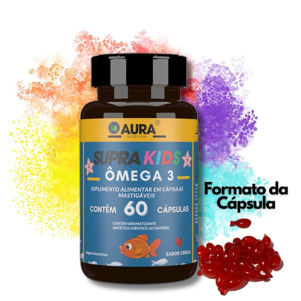 Ômega 3 Supra Kids Cápsulas Peixe Mastigáveis  -  Aura Nutrition