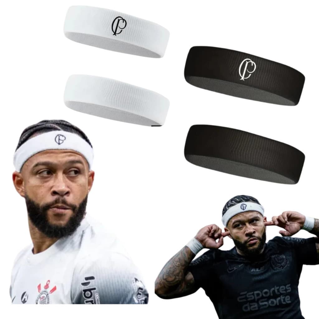 Kit 2 Testeira Faixa Corinthians Memphis Depay CP BORDADA - MR