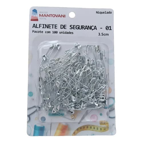 Alfinete De Segurança Pacote Com 100 Unidade Tamanho 3,5cm