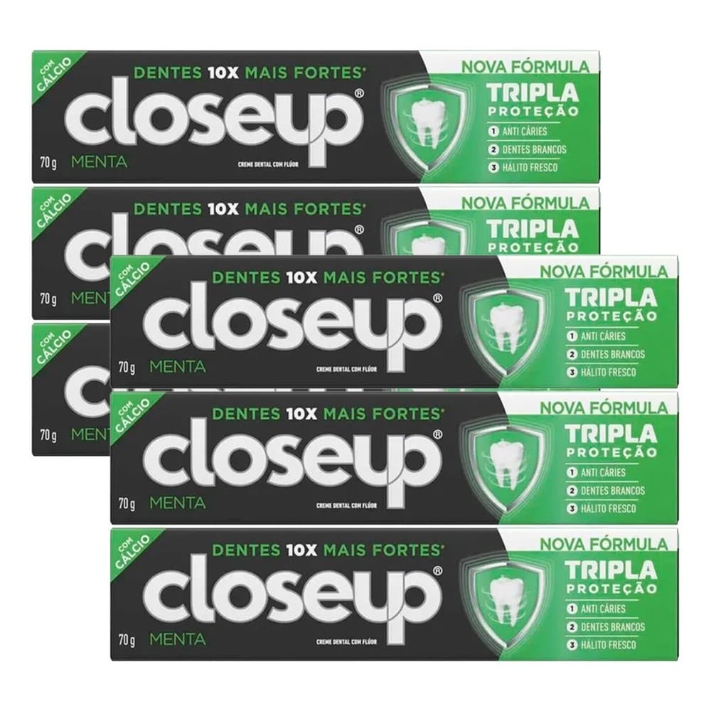 Kit 6 und Creme Dental Close Up Triple Menta 70g