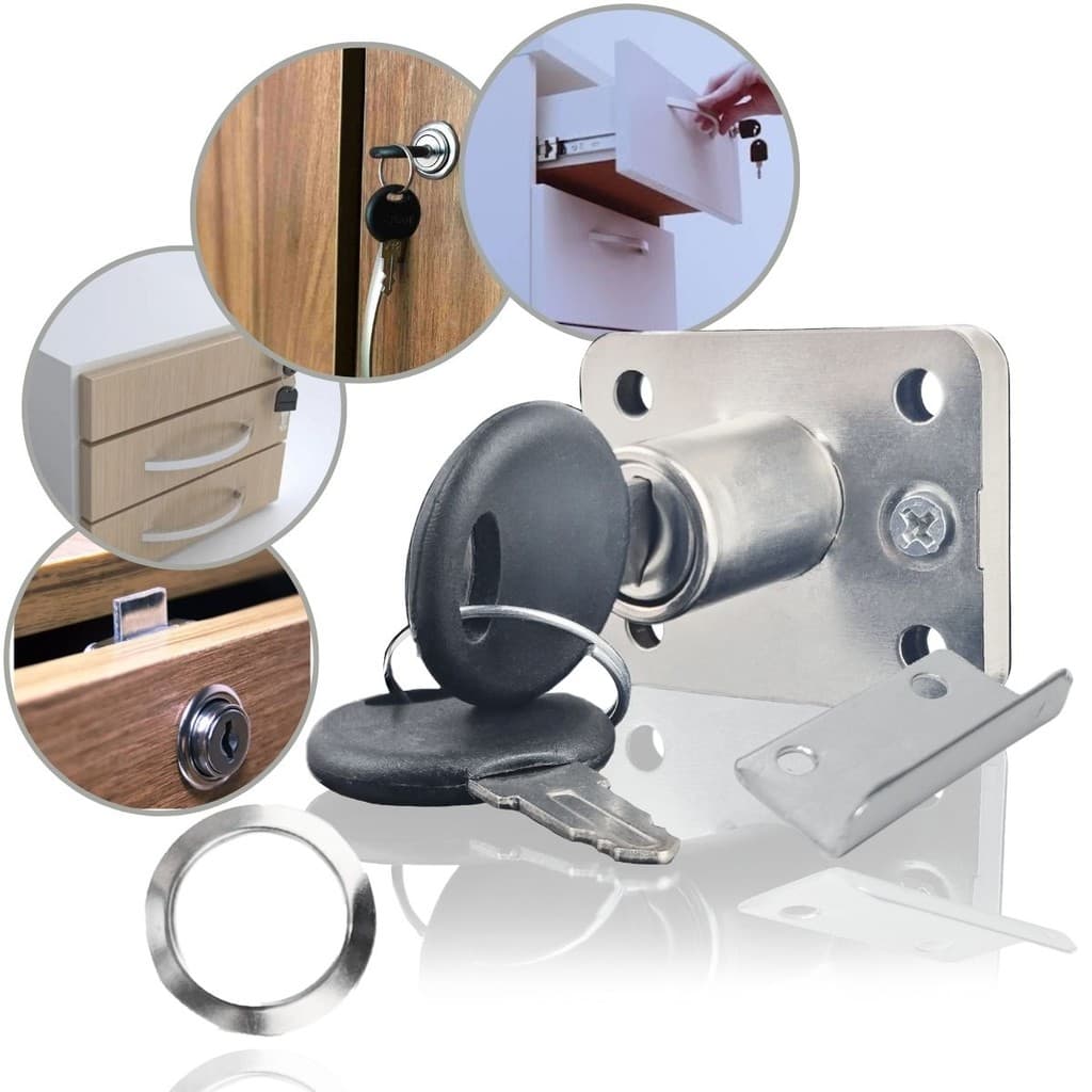 Kit 1 Fechadura Gaveta Porta Cilindro 22mm Batente Leve Segredo Variado Econômica Chaves Armário Tranca Basculante
