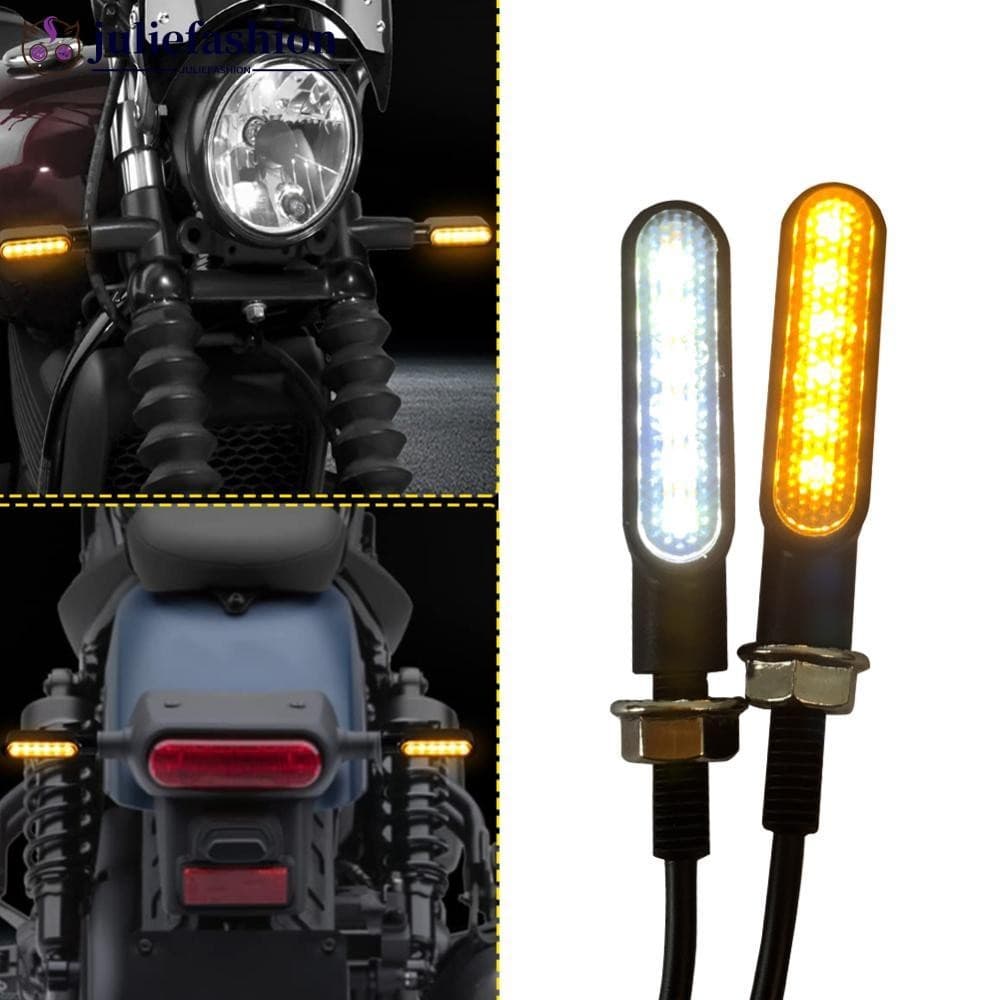 JULIEFASHION 2 Pcs 6LED Mini 12V Motocicleta Turn Signal Light Indicadores De Lâmpada Pisca Âmbar Moto L1N9