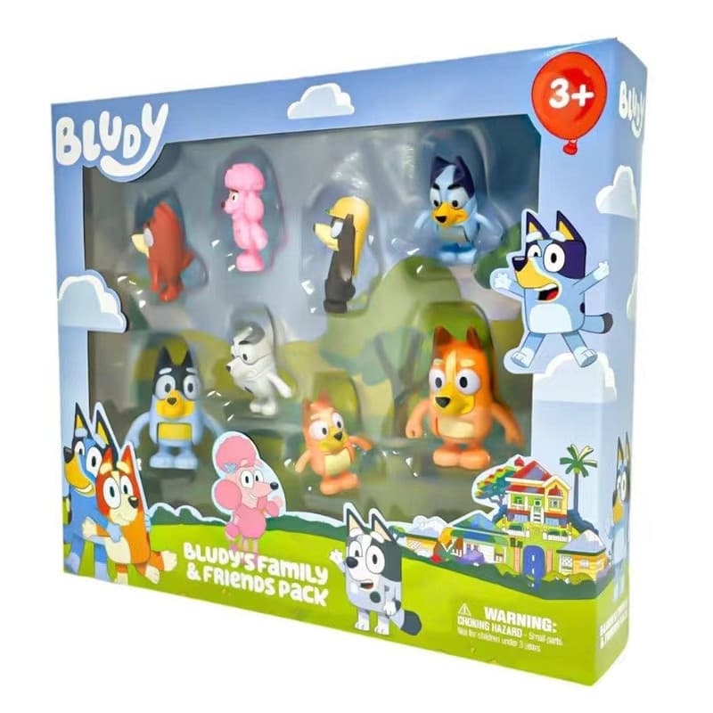 8 Pçs/Set Anime Bluey Família Christine Heeler Bingo Bandit Chilli Snickers Coco Indy Rusty Q Versão PVC Figuras De Ação