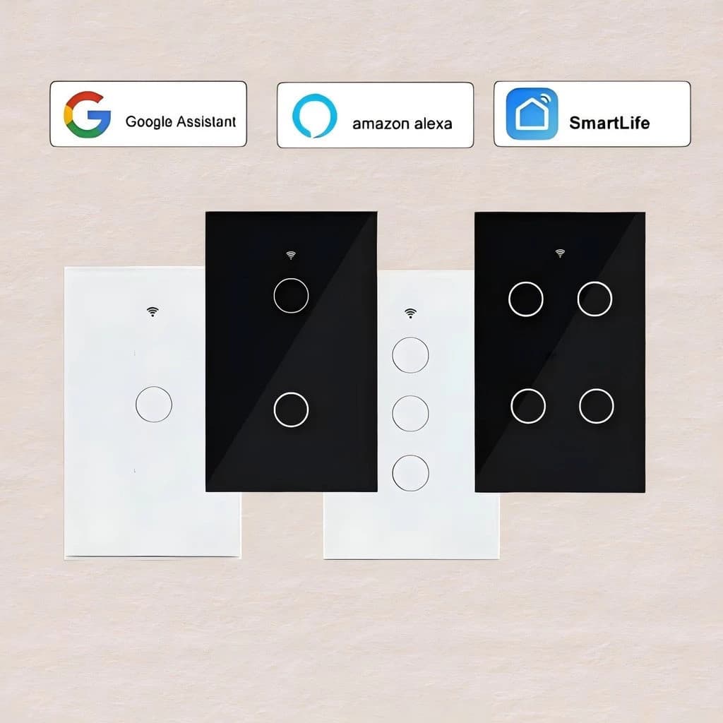 Interruptor inteligente de toque tuya wifi sem fio neutro remoto 1/2/3/4 controle de voz WiFi Smart Automação