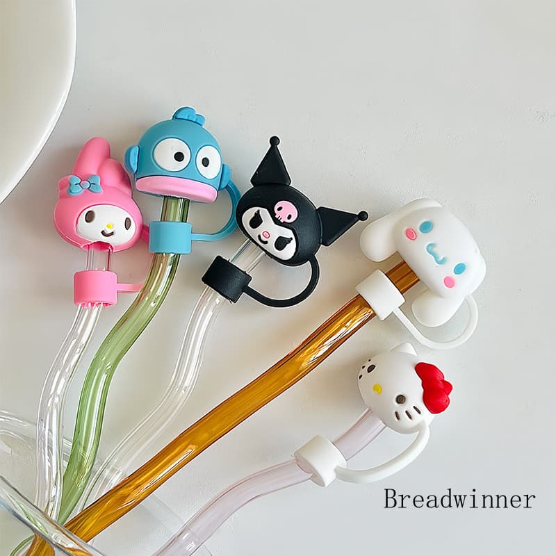 10mm acessórios de palha de Silicone tampa Anti-poeira Plug bonito copo de água decorações de garrafa