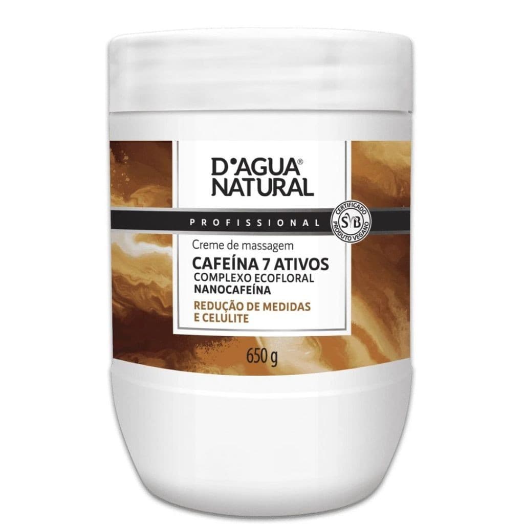 Creme De Massagem Cafeína 7 Ativos D'agua Natural 650G